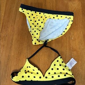 OP girls yellow and black polka dot bikini size 7-8